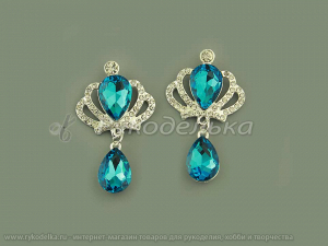 Серединка ювелирная с подвеской. Корона. Бирюзовая.