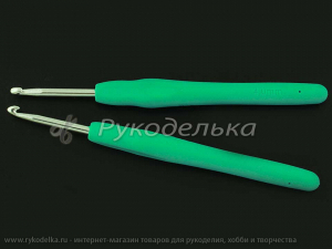 Крючок для вязания металл резиновая ручка 14см, d-4,0мм
