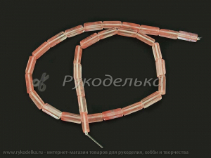 Бусины. Халцедон искусственный розовый. Брусок 4,5х13мм. Нить.