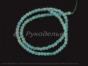 Бусины. Снежный кварц. 4мм. Голубой. Нить