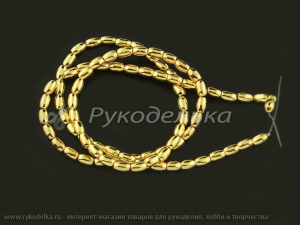 Бусины. Гематит золотистый. Рис 5х3мм. Нить