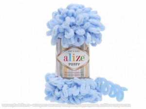 Пряжа Alize Puffy. 100гр. Голубой светлый (183)