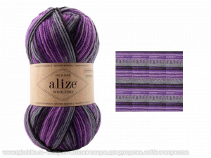 Пряжа Alize Wooltime. 100гр. Фиолетовый-серый (11013)