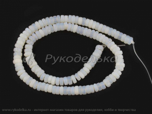 Бусины. Лунный камень (имитация). Шайба 7х3мм. Нить.