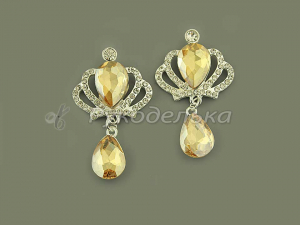 Серединка ювелирная с подвеской. Корона. Бежевая.