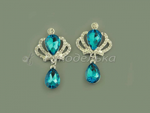 Серединка ювелирная с подвеской. Корона. Бирюзовая.