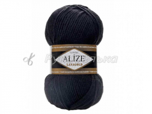 Пряжа Alize Lana Gold. 100гр.  Черный (60)