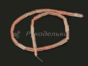 Бусины. Халцедон искусственный розовый. Брусок 4,5х13мм. Нить.