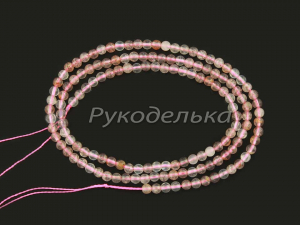 Бусины. Земляничный кварц 2,5мм. Нить.