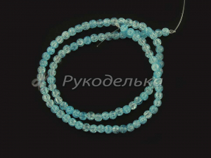 Бусины. Снежный кварц. 4мм. Голубой. Нить