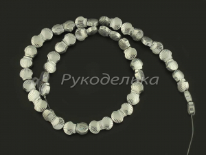 Бусины. Гематит серебристый. Ракушка 9х9мм. Нить.