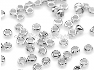 Корейская фурнитура. Кримп шарик 2мм, серебристый