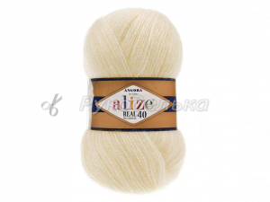 Пряжа Alize Angora Real 40. 100гр. Кремовый (01)